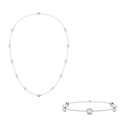 1.00 ct. tw Silver & Lab Diamonds by the Yard Bracelet And 2.00 ct. tw Silver & Lab Diamonds by the Yard Necklace (D-E, VS)