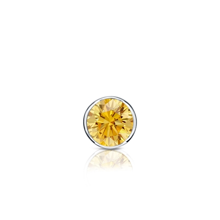 Certified 18k White Gold Bezel Round Yellow Diamond Single Stud Earring 0.17 ct. tw. (Yellow, SI1-SI2)