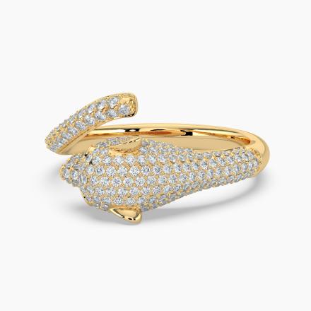 Emerald and Diamond Panther Bypass Ring (0.50 cttw.) in 14K Yellow Gold