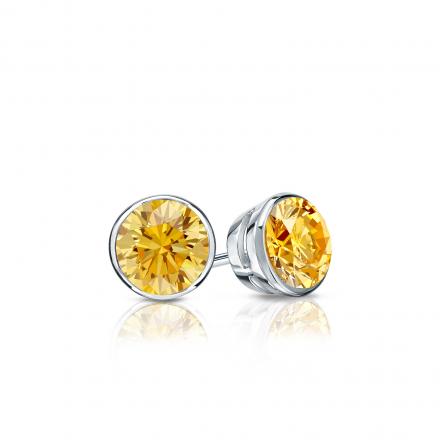 Certified Platinum Bezel Round Yellow Diamond Stud Earrings 0.33 ct. tw. (Yellow, SI1-SI2)