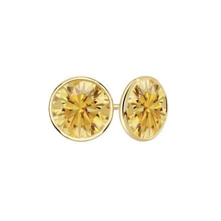 14K Yellow Gold Bezel Round Yellow Diamond Stud Earrings 1.50 ct. tw. (Yellow, VS1-VS2)