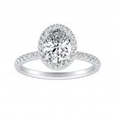 Lab Grown Diamond Halo Engagement Ring Oval 1.00 ct. tw. (E-F, VS1-VS2) IGI Certified 14K White Gold 4-Prong