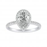 Lab Grown Diamond Halo Engagement Ring Pear 1.00 ct. tw. (E-F, VS1-VS2) IGI Certified 14K White Gold 4-Prong