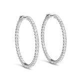 Natural Diamond 4 Prong Inside Out Hoop Earrings in 14K White Gold 2.70 ct. tw. (H-I, SI1-SI2), 1 Inch