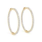 Natural Diamond 4 Prong Inside Out Hoop Earrings in 14K Yellow Gold 0.50 ct. tw. (H-I, SI1-SI2), 0.75 Inch