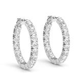Natural Diamond 4 Prong Inside Out Hoop Earrings in 14K White Gold 8.00 ct. tw. (H-I, SI1-SI2), 0.9 Inch
