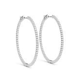 Natural Diamond Round Shared Inside Out Hoop Earrings in 14K White Gold 0.40 ct. tw. (H-I, SI1-SI2), 0.75 Inch