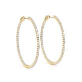 Natural Diamond Round Shared Inside Out Hoop Earrings in 14K Yellow Gold 0.40 ct. tw. (H-I, SI1-SI2), 0.75 Inch