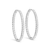 Lab Grown Diamond Inside Out Oval Shaped Hoop Earrings in 14K White Gold 3.05 ct. tw. (E-F, VS), 1.1 Inch