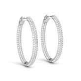 Natural Diamond Inside Out Oval Shaped Pave Hoop Earrings in 14K White Gold 6.00 ct. tw. (H-I, SI1-SI2), 2 Inch