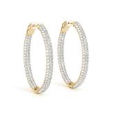 Natural Diamond Inside Out Oval Shaped Pave Hoop Earrings in 14K Yellow Gold 3.12 ct. tw. (H-I, SI1-SI2), 1.2 Inch