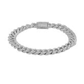 Lab Grown Diamond Cuban Bracelet 9.00 mm Width(8.40 ct. tw.) 8 inches in Sterling Silver