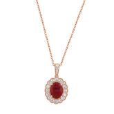 Oval Lab Grown Ruby Milgrain Floral Halo Pendant (3.15 ct. tw., 9x7mm)