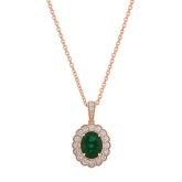 Oval Lab Grown Green Emerald Milgrain Floral Halo Pendant (2.30 ct. tw., 9x7mm)