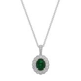 Oval Lab Grown Green Emerald Milgrain Floral Halo Pendant (2.30 ct. tw., 9x7mm)