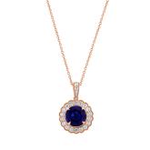 Round Lab Grown Blue Sapphire Milgrain Floral Halo Pendant (4.55 ct. tw., 9mm)