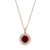Round Lab Grown Ruby Milgrain Floral Halo Pendant (3.65 ct. tw., 9mm)