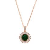 Round Lab Grown Green Emerald Milgrain Floral Halo Pendant (3.20 ct. tw., 9mm)