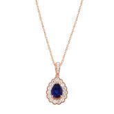 Pear Shaped Lab Grown Blue Sapphire Milgrain Floral Halo Pendant (1.75 ct. tw., 9.6mm)