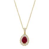 Pear Shaped Lab Grown Ruby Milgrain Floral Halo Pendant (2.45 ct. tw., 9x7mm)