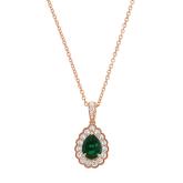Pear Shaped Lab Grown Green Emerald Milgrain Floral Halo Pendant (2.00 ct. tw., 9x7mm)