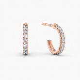 Pave Petite Open J Hoop Lab Grown Diamond Earrings 0.50 ct. tw. (E-F,VS) 14K Rose Gold