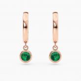 Petite Round Dangle Solitaire Green Emerald Hoop Earrings 1.00ct tw
