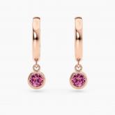 Petite Round Dangle Solitaire Pink Sapphire High Polish Hoop Earrings 1.00ct. tw