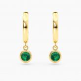 Petite Dangle Solitaire Green Emerald Hoop Earrings 1.00cttw.