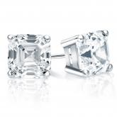 Certified Asscher-Cut Diamond Stud Earrings in Platinum 4-Prong Basket