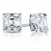 Certified Asscher-Cut Diamond Stud Earrings in Platinum 4-Prong Martini 5.40ct