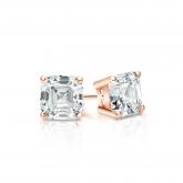 Natural Diamond Stud Earrings Asscher 0.50 ct. tw. (G-H, VS1-VS2) 14k Rose Gold 4-Prong Basket