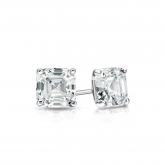 Certified 14k White Gold 4-Prong Martini Asscher Cut Diamond Stud Earrings 0.50 ct. tw. (H-I, SI1-SI2)