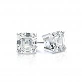Natural Diamond Stud Earrings Asscher 0.62 ct. tw. (I-J, I1-I2) 18k White Gold 4-Prong Basket