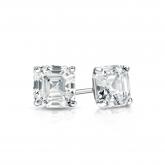 Certified 14k White Gold 4-Prong Martini Asscher Cut Diamond Stud Earrings 0.62 ct. tw. (H-I, SI1-SI2)