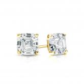 Natural Diamond Stud Earrings Asscher 0.62 ct. tw. (G-H, VS2) 18k Yellow Gold 4-Prong Martini