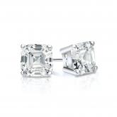 Natural Diamond Stud Earrings Asscher 0.75 ct. tw. (H-I, SI1-SI2) 14k White Gold 4-Prong Basket