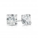 Natural Diamond Stud Earrings Asscher 0.75 ct. tw. (H-I, SI1-SI2) 14k White Gold 4-Prong Martini