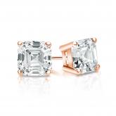 Natural Diamond Stud Earrings Asscher 1.00 ct. tw. (I-J, I1-I2) 14k Rose Gold 4-Prong Basket