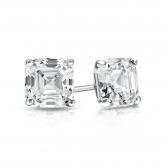Certified 14k White Gold 4-Prong Martini Asscher Cut Diamond Stud Earrings 1.00 ct. tw. (H-I, SI1-SI2)