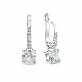 Natural Diamond Dangle Stud Earrings Asscher 1.50 ct. tw. (I-J, I1-I2) 14k White Gold Dangle Studs 4-Prong Basket