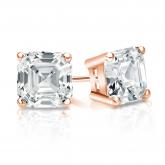 Natural Diamond Stud Earrings Asscher 1.50 ct. tw. (I-J, I1-I2) 14k Rose Gold 4-Prong Basket