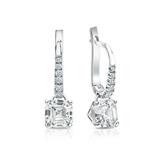 Natural Diamond Dangle Stud Earrings Asscher 1.50 ct. tw. (I-J, I1) Platinum Dangle Studs 4-Prong Martini