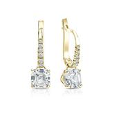 Certified 14k Yellow Gold Dangle Studs 4-Prong Martini Asscher Cut Diamond Earrings 1.50 ct. tw. (G-H, VS1-VS2)