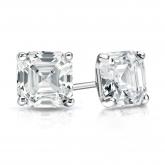 Certified 14k White Gold 4-Prong Martini Asscher Cut Diamond Stud Earrings 1.50 ct. tw. (H-I, SI1-SI2)