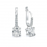 Certified 18k White Gold Dangle Studs 4-Prong Basket Asscher Cut Diamond Earrings 2.00 ct. tw. (H-I, SI1-SI2)