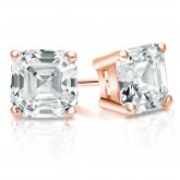 Natural Diamond Stud Earrings Asscher 3.00 ct. tw. (G-H, VS1-VS2) 14k Rose Gold 4-Prong Basket