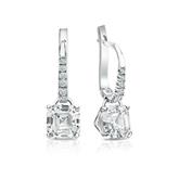 Natural Diamond Dangle Stud Earrings Asscher 2.00 ct. tw. (I-J, I1-I2) 14k White Gold Dangle Studs 4-Prong Martini