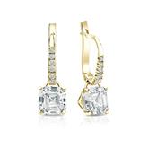 Natural Diamond Dangle Stud Earrings Asscher 2.00 ct. tw. (I-J, I1-I2) 14k Yellow Gold Dangle Studs 4-Prong Martini