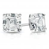 Certified 14k White Gold 4-Prong Martini Asscher Cut Diamond Stud Earrings 3.00 ct. tw. (H-I, SI1-SI2)
